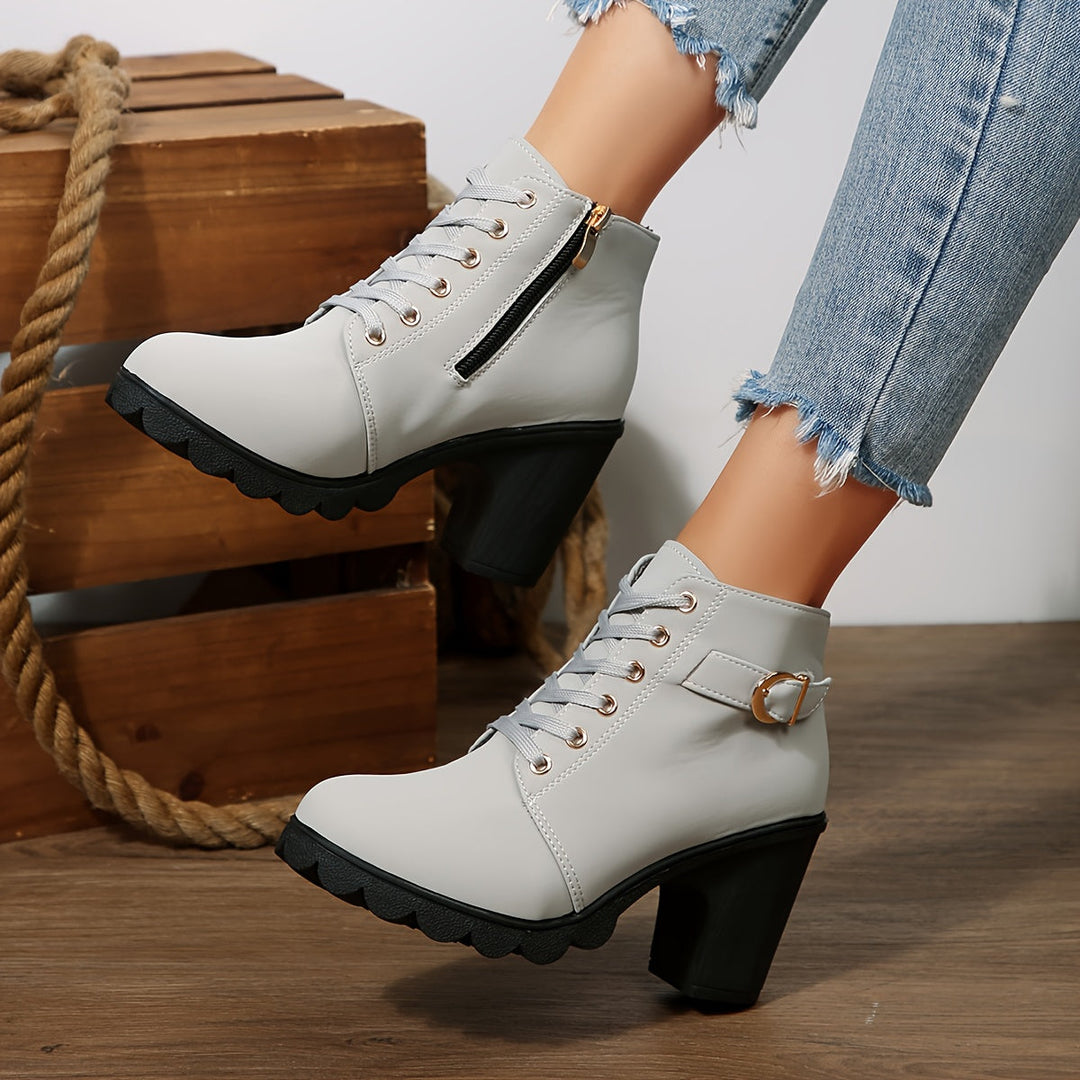Sofia | Elegante Schnürstiefeletten mit Blockabsatz