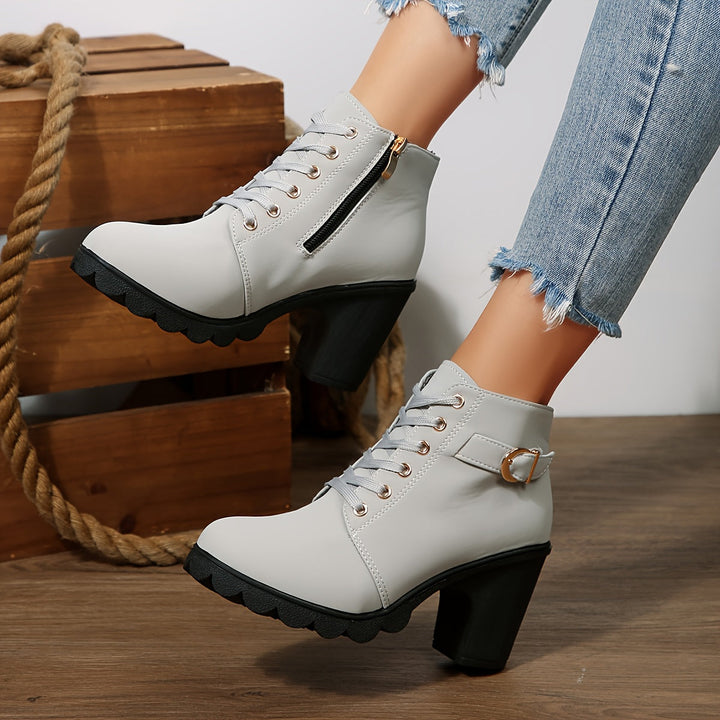 Sofia | Elegante Schnürstiefeletten mit Blockabsatz