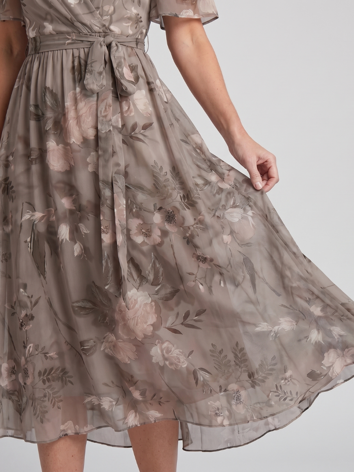 Mirabel | Midi Dress – Flutter Sleeve Floral Print for Women