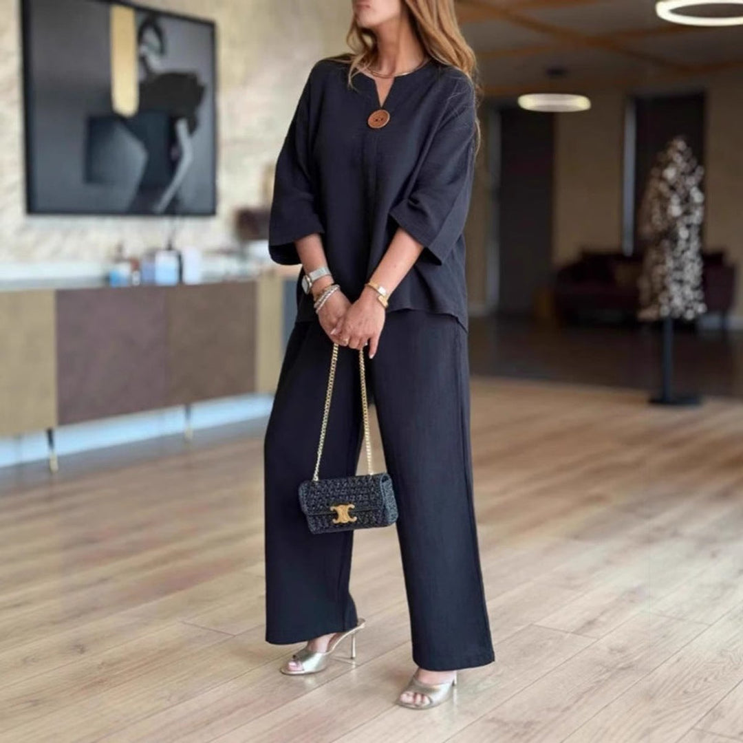 Sophia | Casual Tunic Top & Wide-Leg Trousers Set