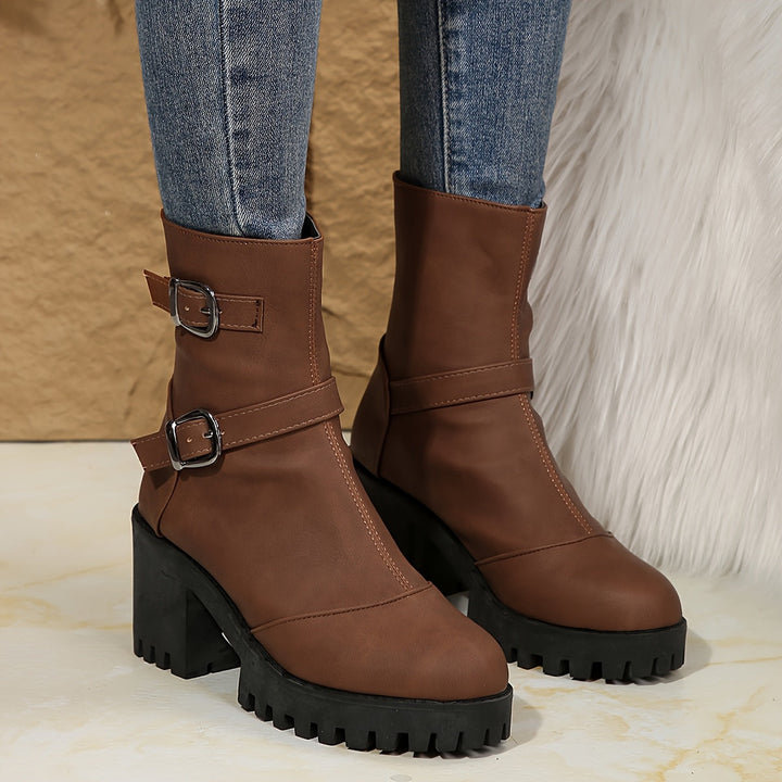 Elowen | Stylish Chunky Block Heel Ankle Boots
