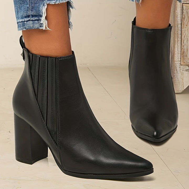 Grace | Sophistication and Polished Pointed Toe Block Heel Ankle Boots