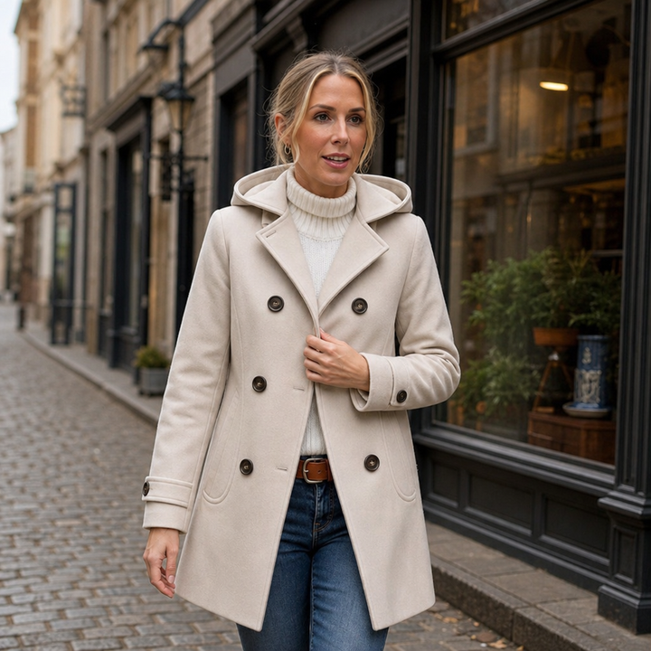 Mayfield | Double-Breasted Hooded Peacoat – Stylish Winter Coat for Women
