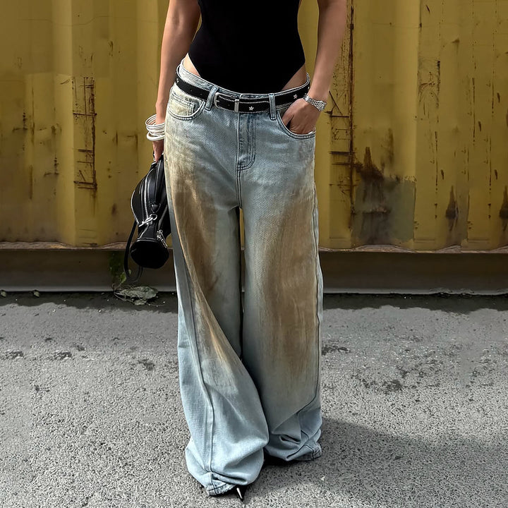 Avery | Vintage Wash Wide Leg Denim Jeans