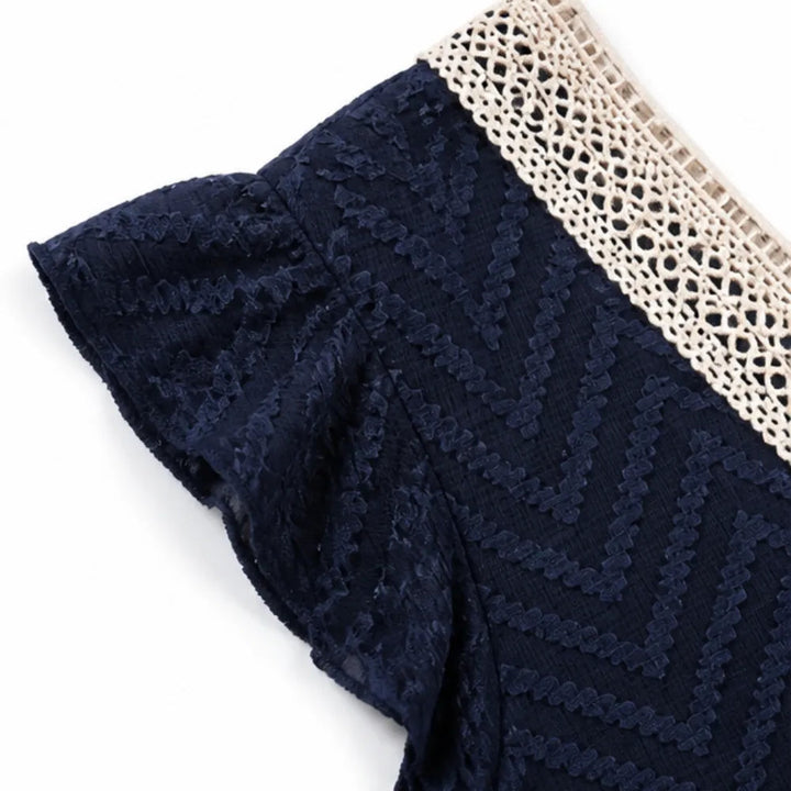 Solène | Summer Dress – Crochet V-Neck Flutter Sleeve for Women