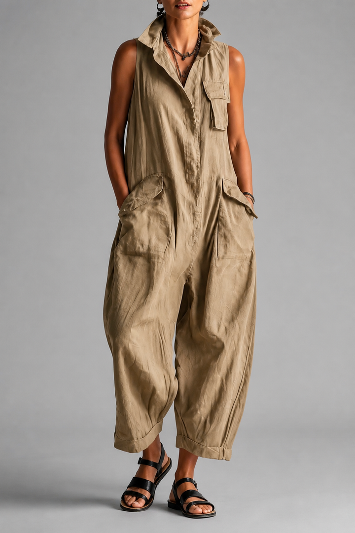 Isla Belle | Open High-Neck Flowy Jumpsuit for Women