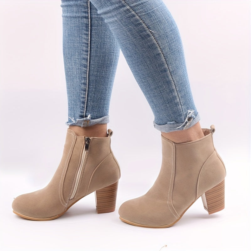 Isla | Vielseitige Ankle Boots in Velourslederoptik mit Blockabsatz