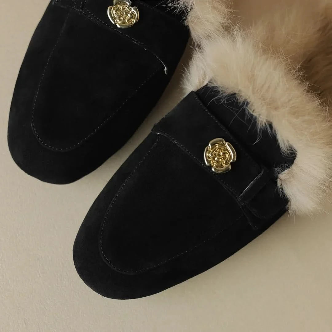 Velora | Suede Shearling Mules – Luxurious Comfort for Women