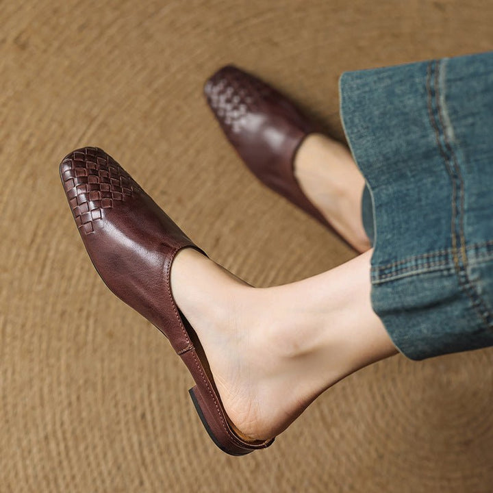 Alice | Mule eleganti e di stile in pelle intrecciata, senza lacci