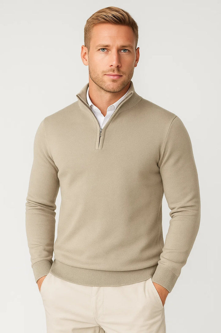 Lucas | Elegant and Modern Half Zip High Neck Sweater