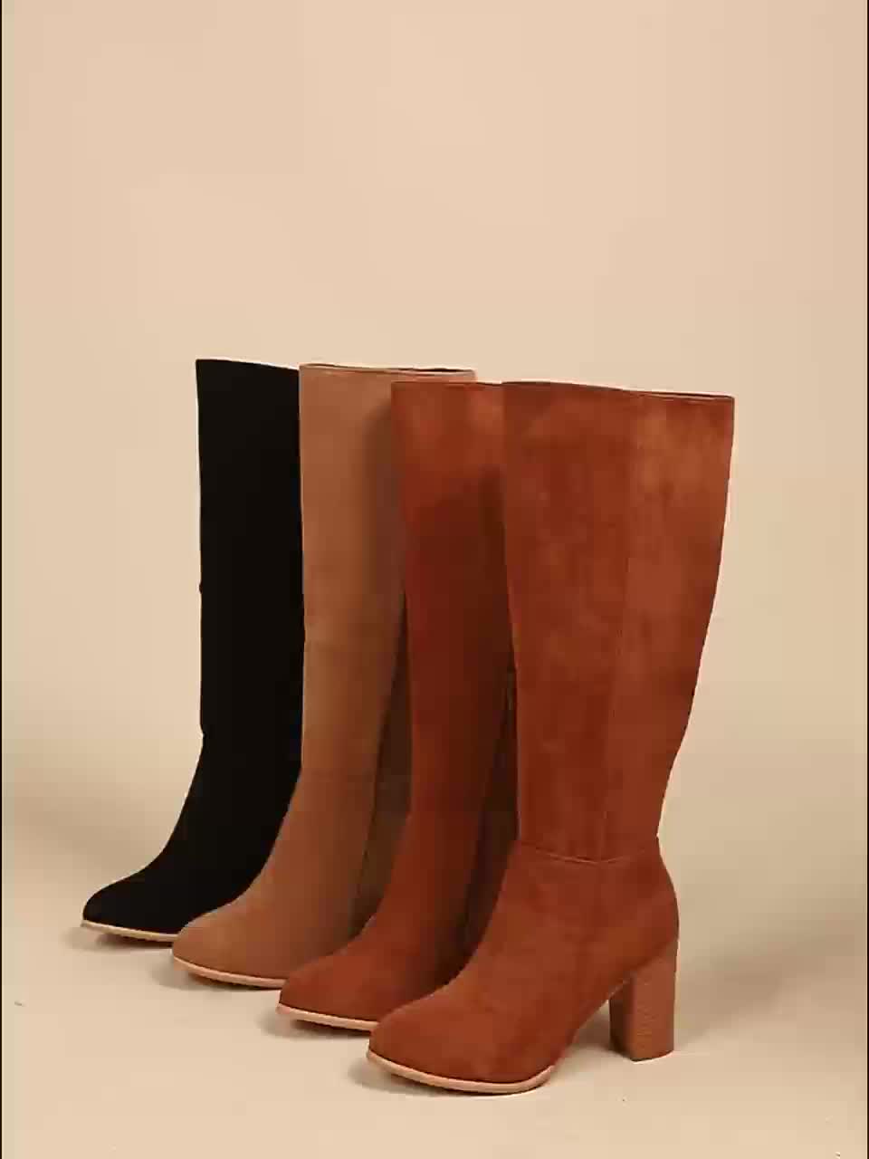 Valentina | Cowboystiefel in Wildlederoptik mit weitem, knielangem Schaft