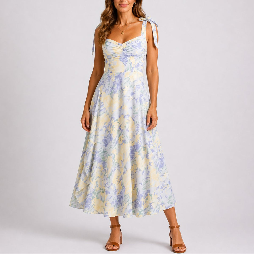 Camila | Bequemes und feminines florales Midikleid für eine Herbsthochzeit