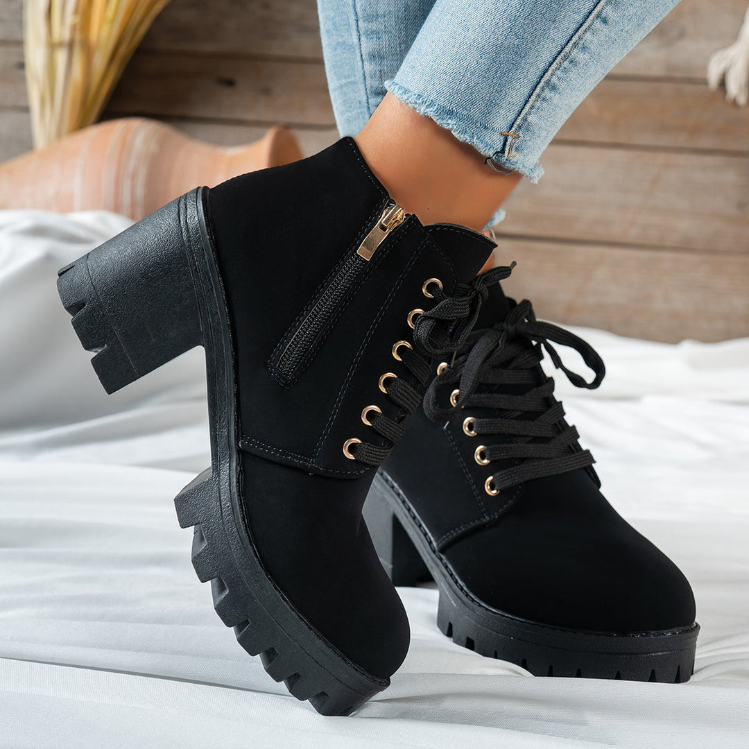 Emily | Moderne Schnürstiefeletten mit Blockabsatz