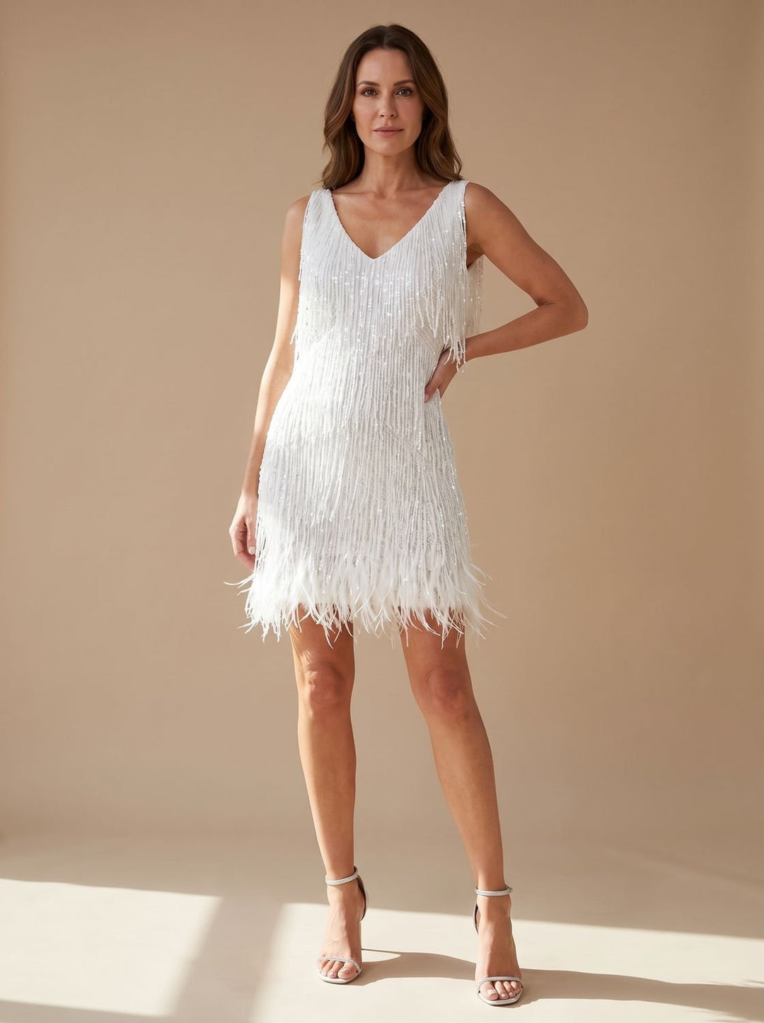 Layla | Mini Dress – Sequin Fringe V-Neck for Women
