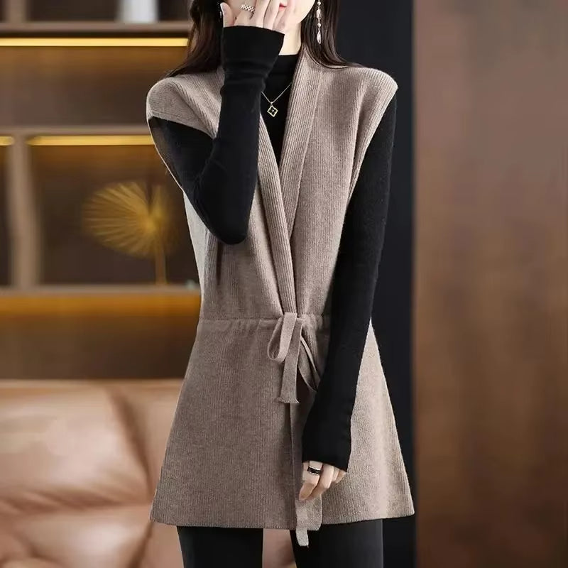 Isabella | Luxurious and Stylish Merino Wool Belted Vest