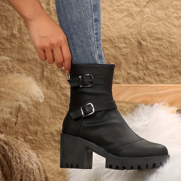 Elowen | Stylish Chunky Block Heel Ankle Boots