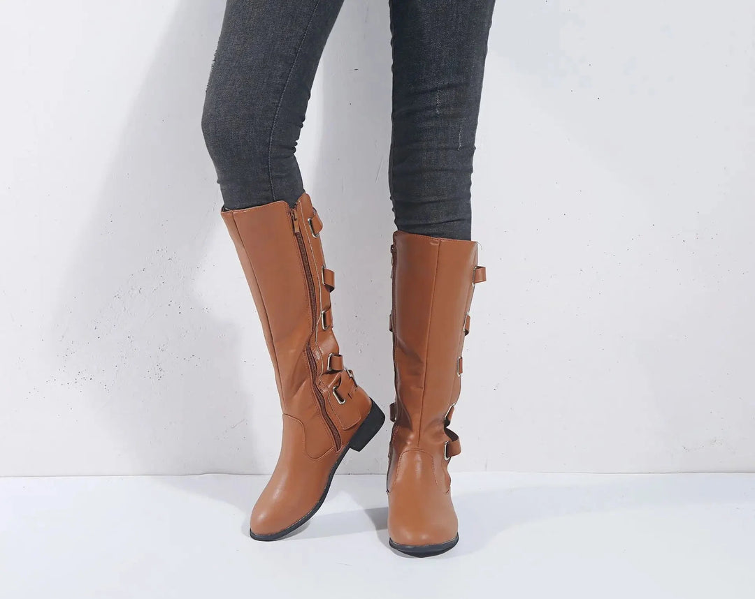 Isabella | Comfortable And Timeless Buckle Riding Knee High Boots
