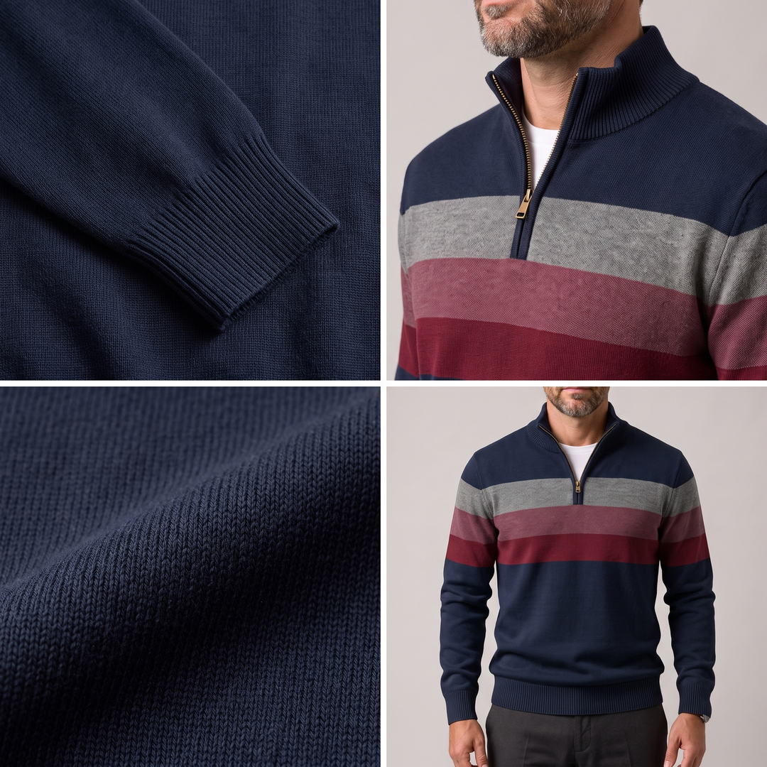 Lorven | Stripe Pullover – Casual Warmth with Quarter-Zip