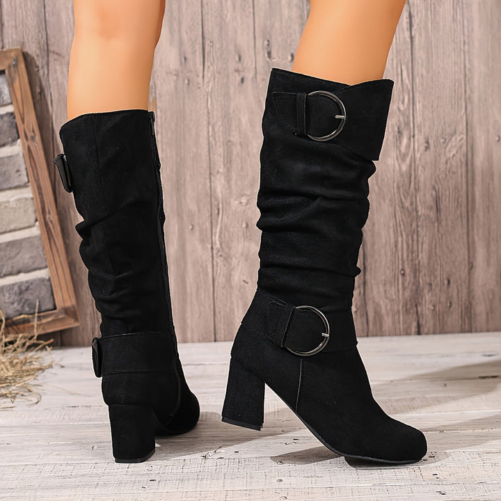 Nora | Stylish And Relaxed Slouchy Buckle Knee High Boots