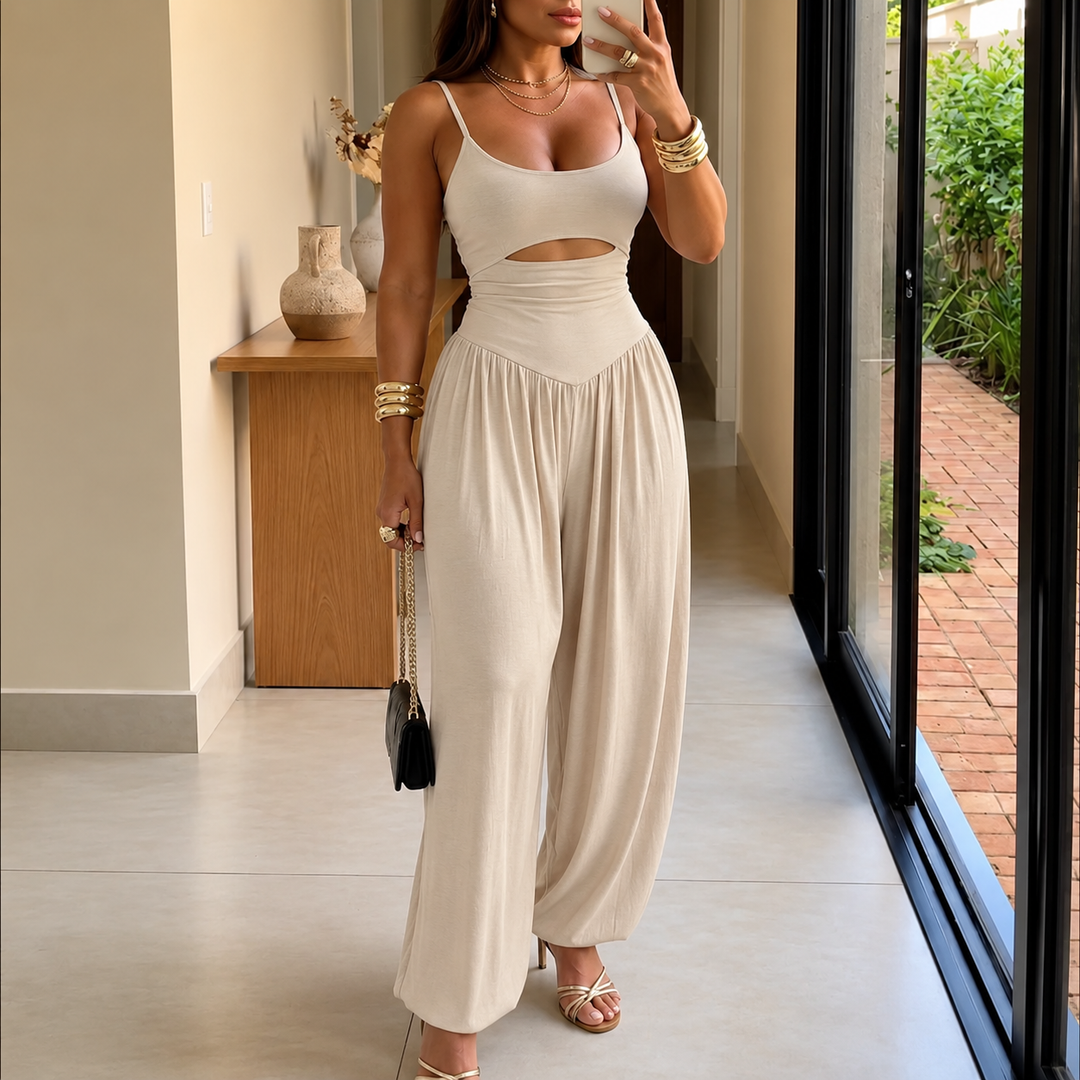 Florenza | Wide Leg Jumpsuit – Sleeveless Cutout Design for Women