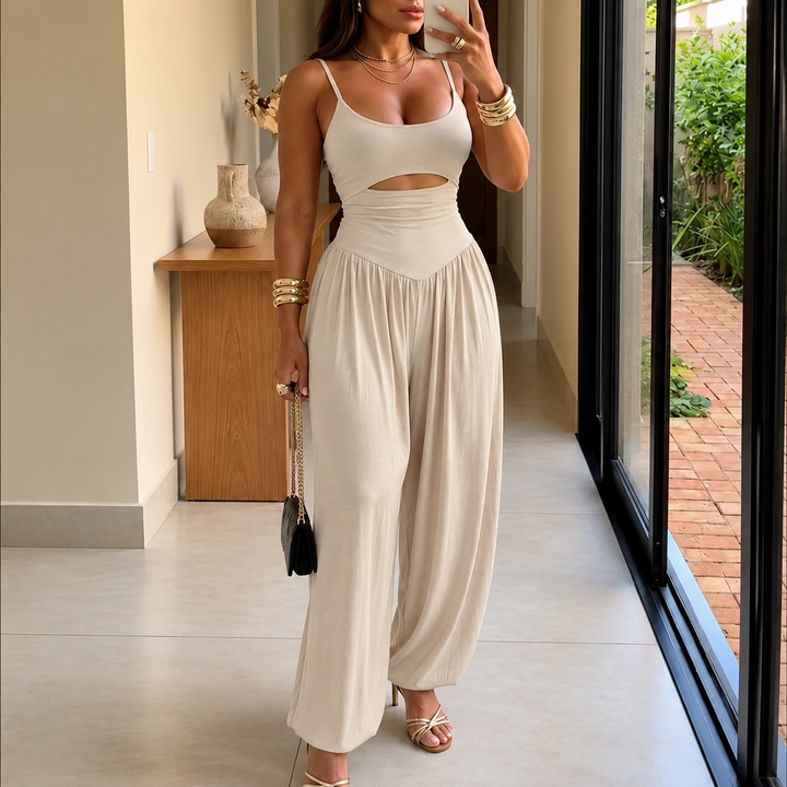 Florenza | Wide Leg Jumpsuit – Sleeveless Cutout Design for Women