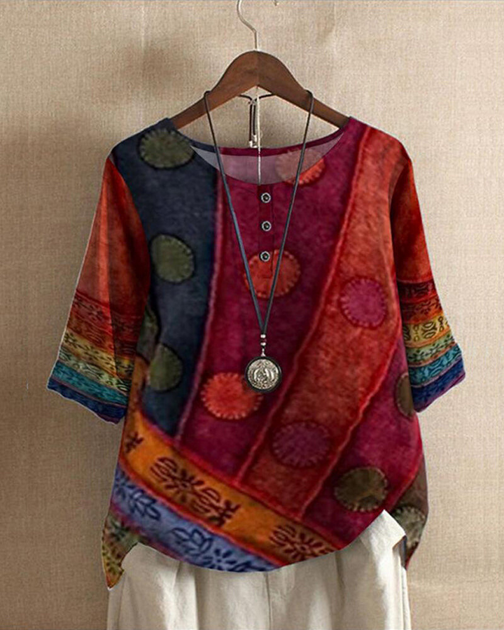 Luna | Relaxed and Comfortable Bohemian Cotton Blend Tunic Top