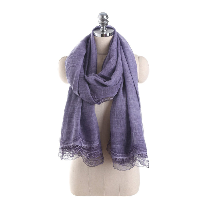 Drune | Linen Scarf with Lace Trim – Elegant Oversized Wrap