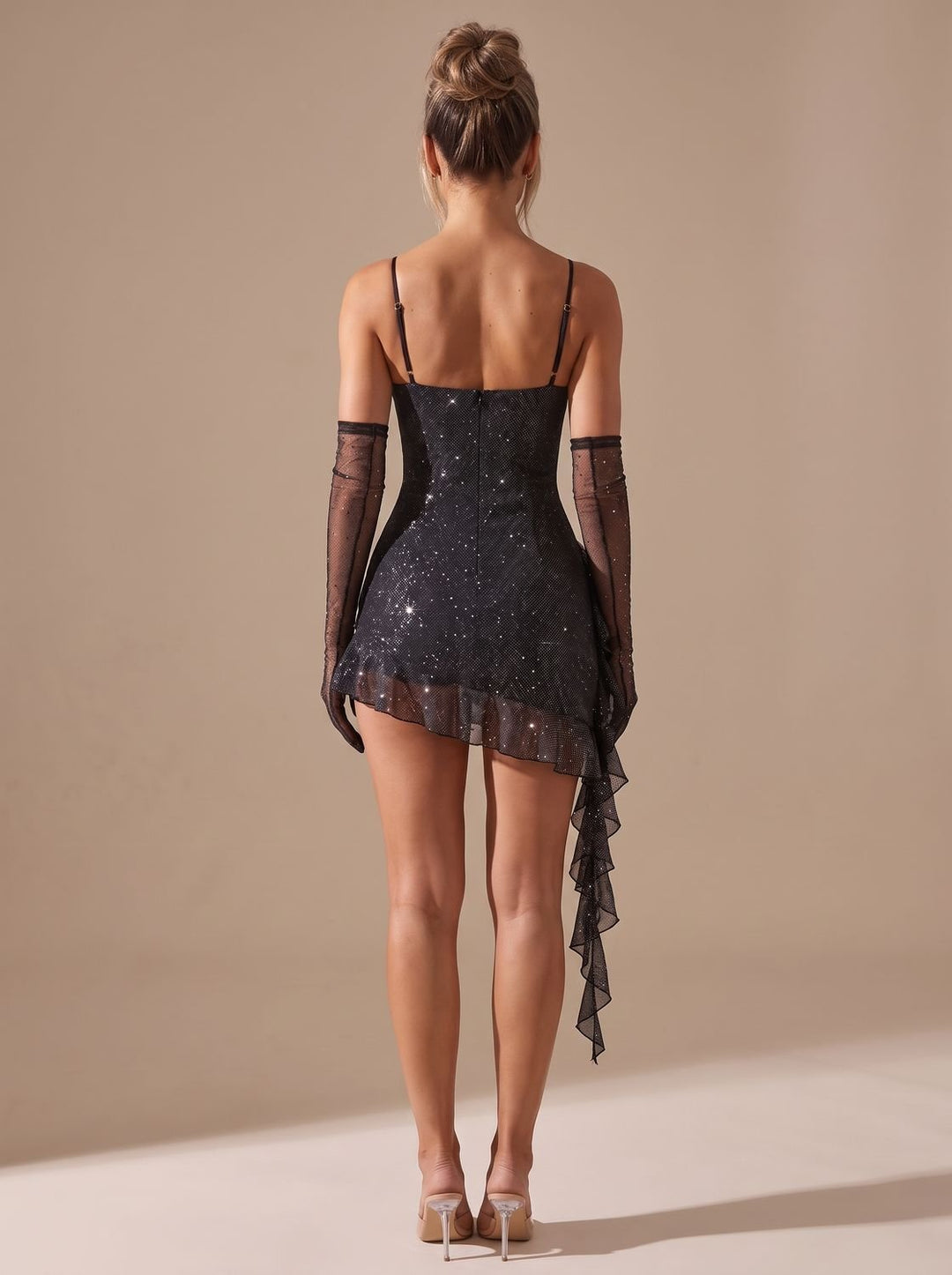 Charlotte | Mini Christmas Party Dress with Glitter Ruffles