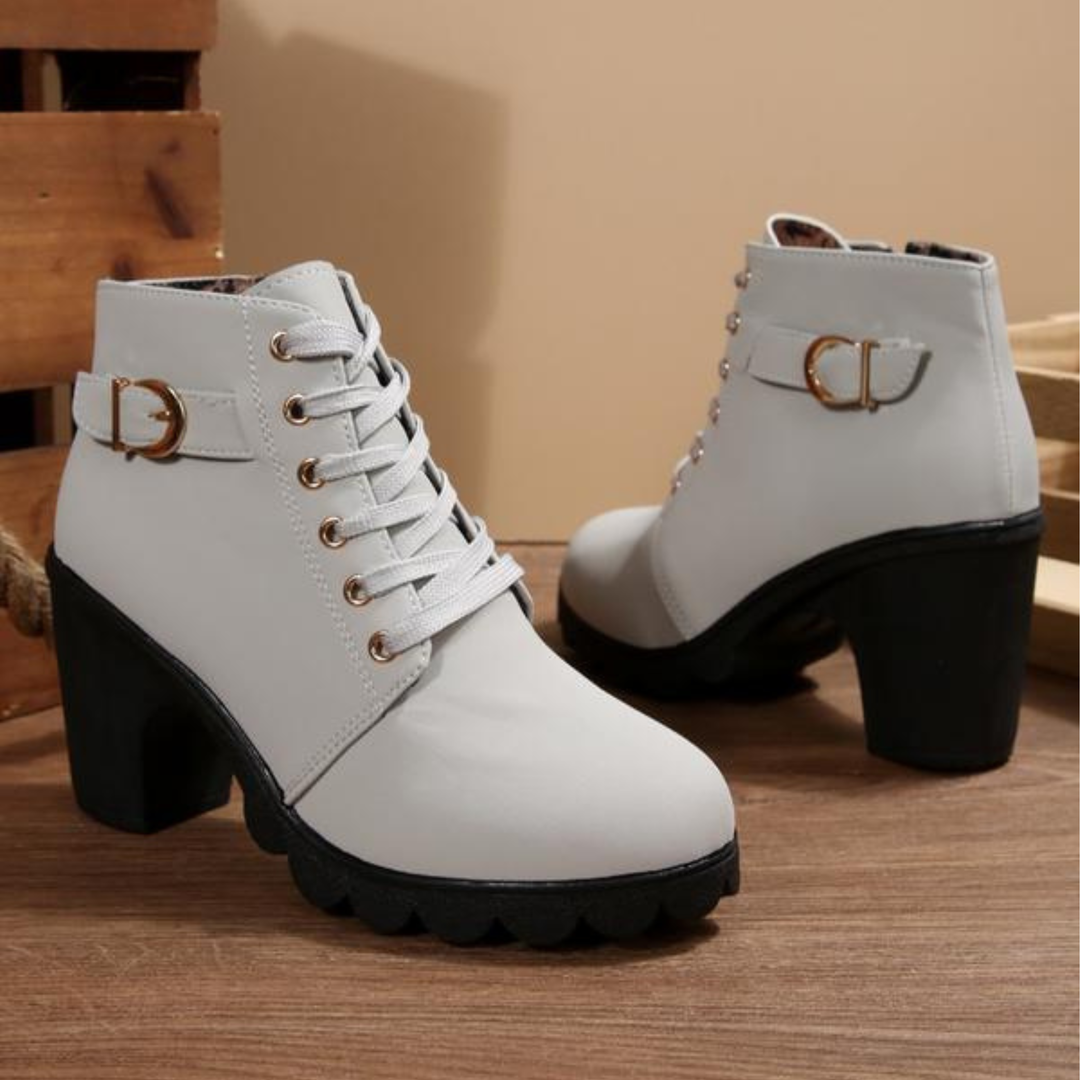 Celestine | Lace-Up Block Heel Ankle Boots