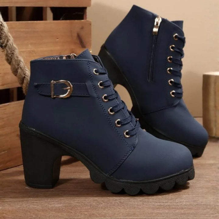 Celestine | Lace-Up Block Heel Ankle Boots