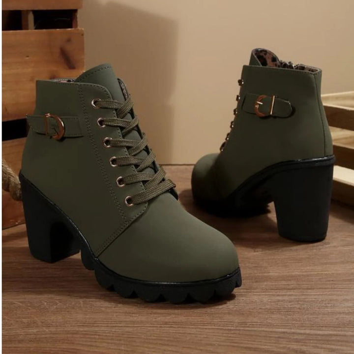 Celestine | Lace-Up Block Heel Ankle Boots