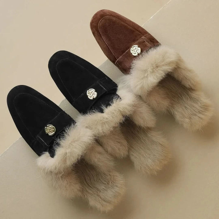 Velora | Suede Shearling Mules – Luxurious Comfort for Women