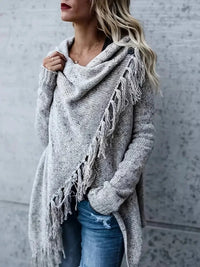Mia | Fringe Collar Cozy Tunic Sweater