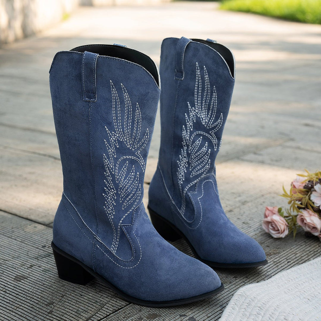 Valeria | Stivali da cowboy eleganti con cuciture a contrasto