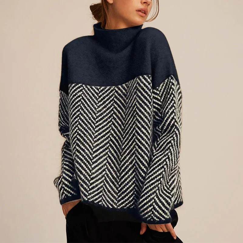 Aria | Elegant And Cozy Chevron Turtleneck Sweater