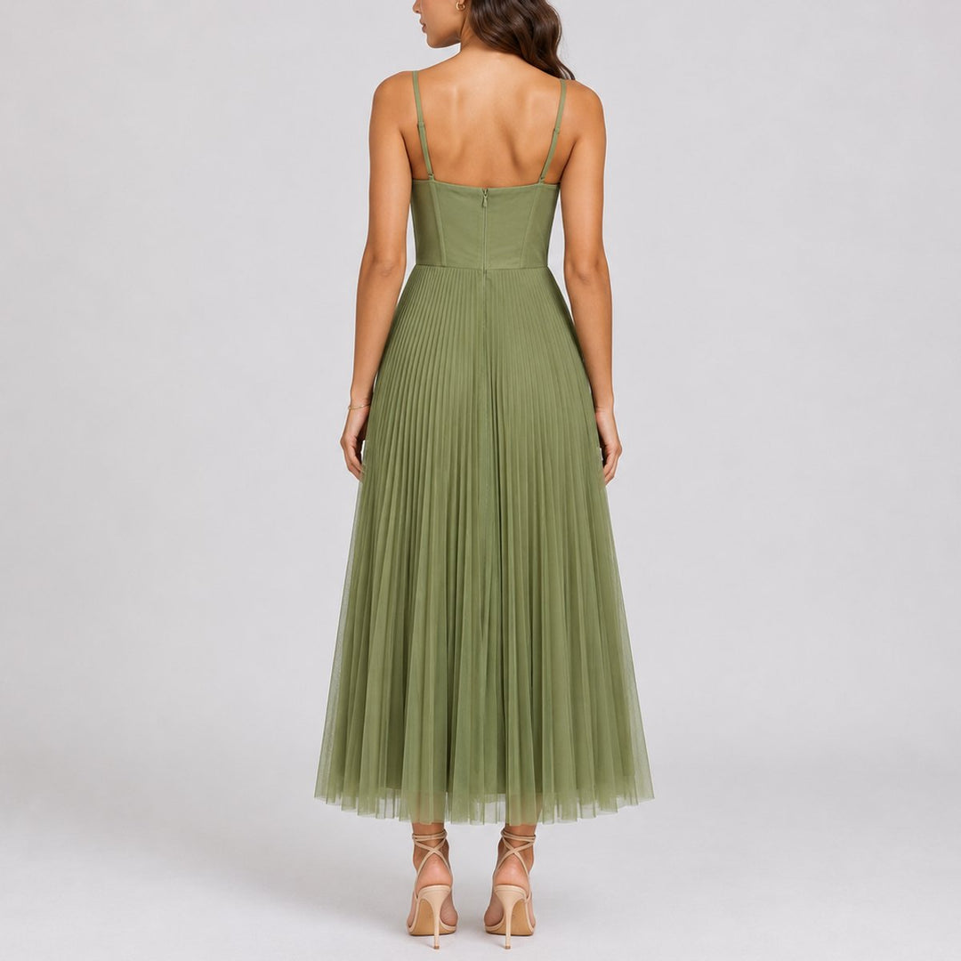 Karin | Stylish And Graceful Fall Wedding Pleated Midi Dress