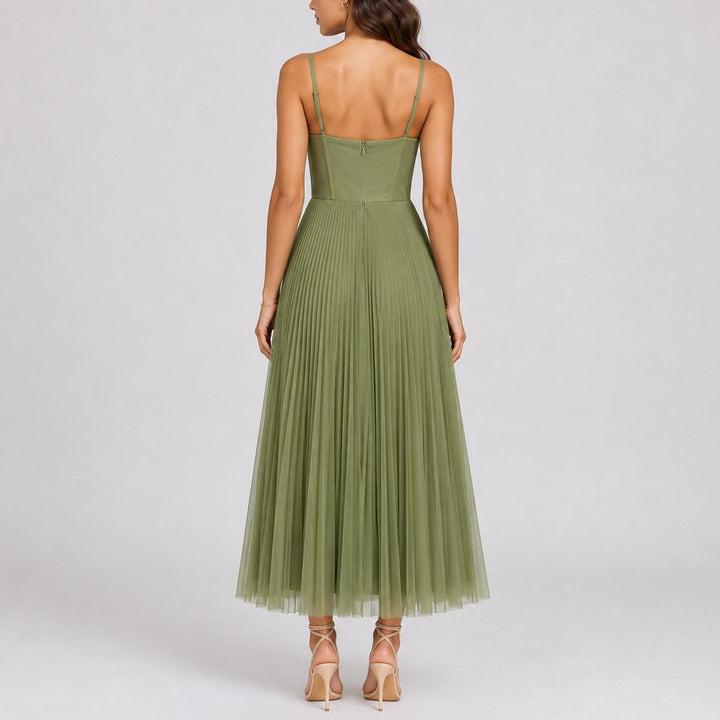 Karin | Stylish And Graceful Fall Wedding Pleated Midi Dress