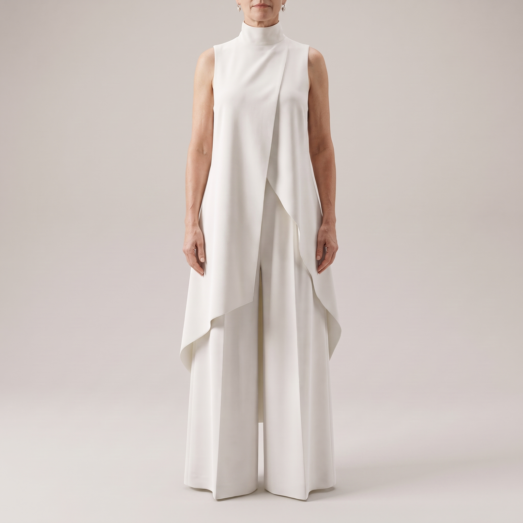 Elara | Wide Leg Jumpsuit – Elegant Asymmetric Design for Women