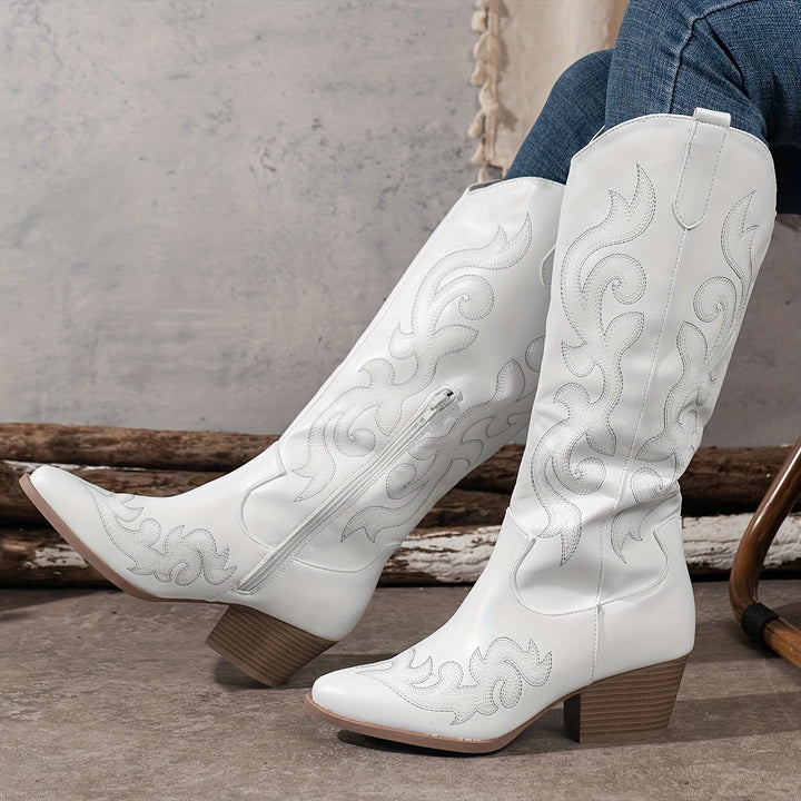 Chloe | Timeless Wide Calf Knee High Western Cowboy Boots