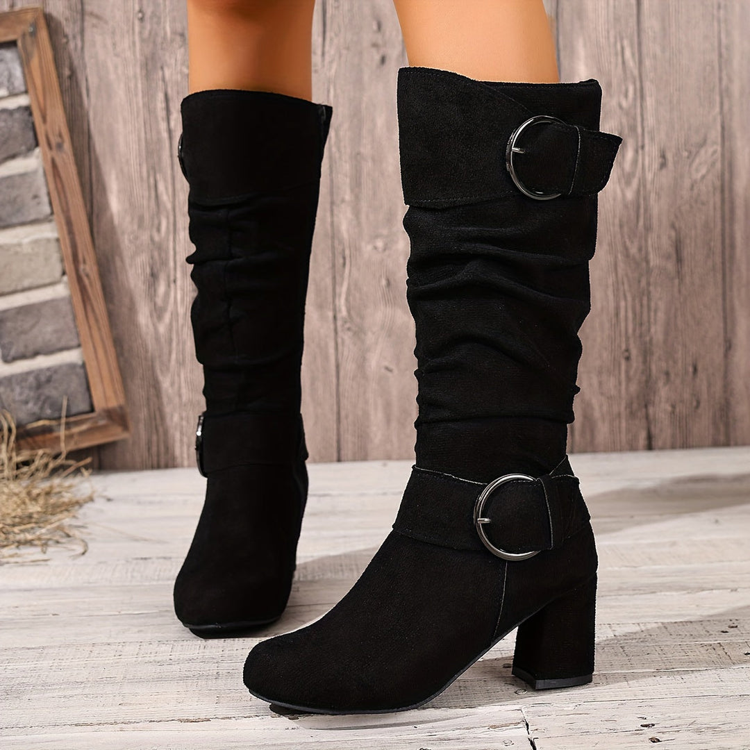 Nora | Stylish And Relaxed Slouchy Buckle Knee High Boots