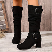 Nora | Stylish And Relaxed Slouchy Buckle Knee High Boots