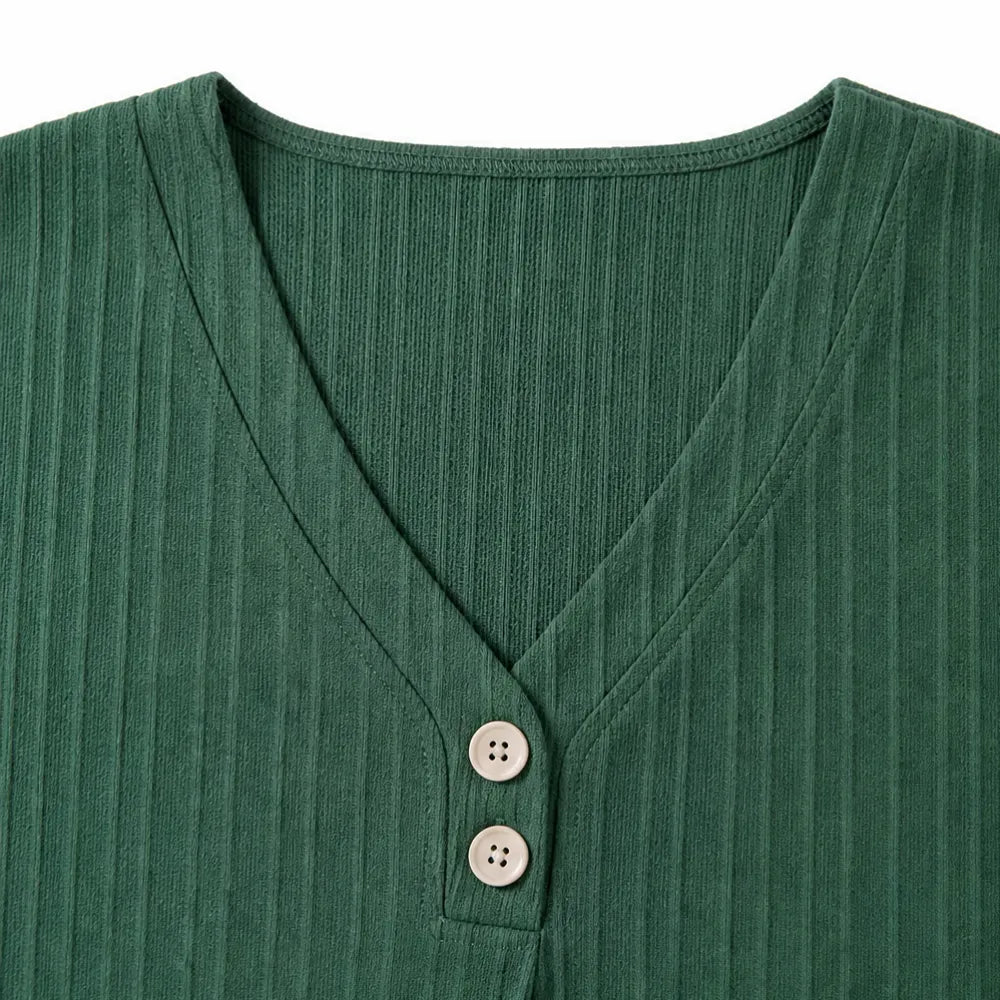 Lina | Ribbed V-Neck Shift Dress – Effortless Everyday Style for Women
