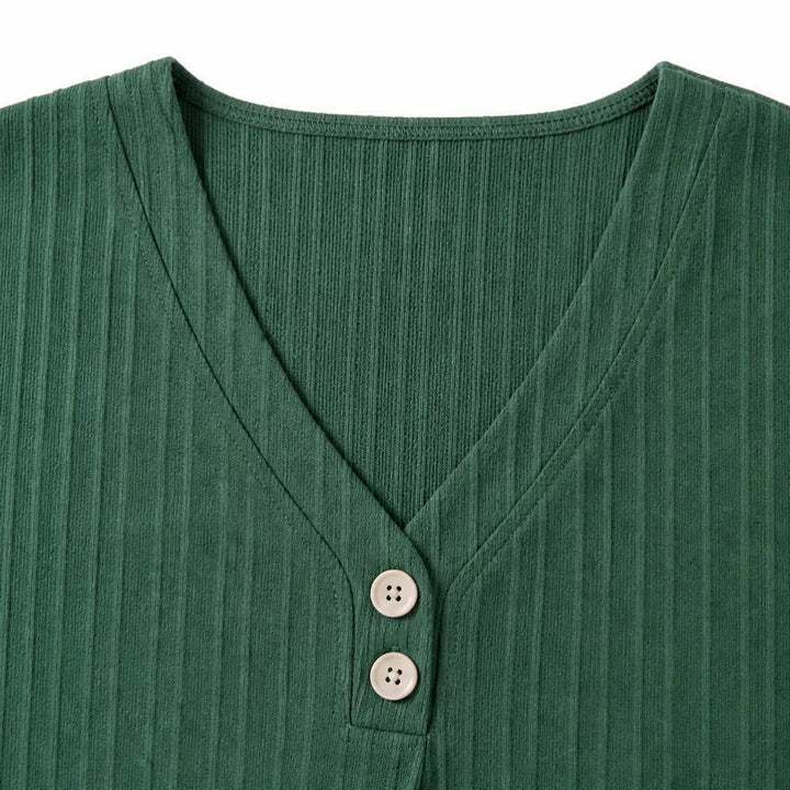 Lina | Ribbed V-Neck Shift Dress – Effortless Everyday Style for Women