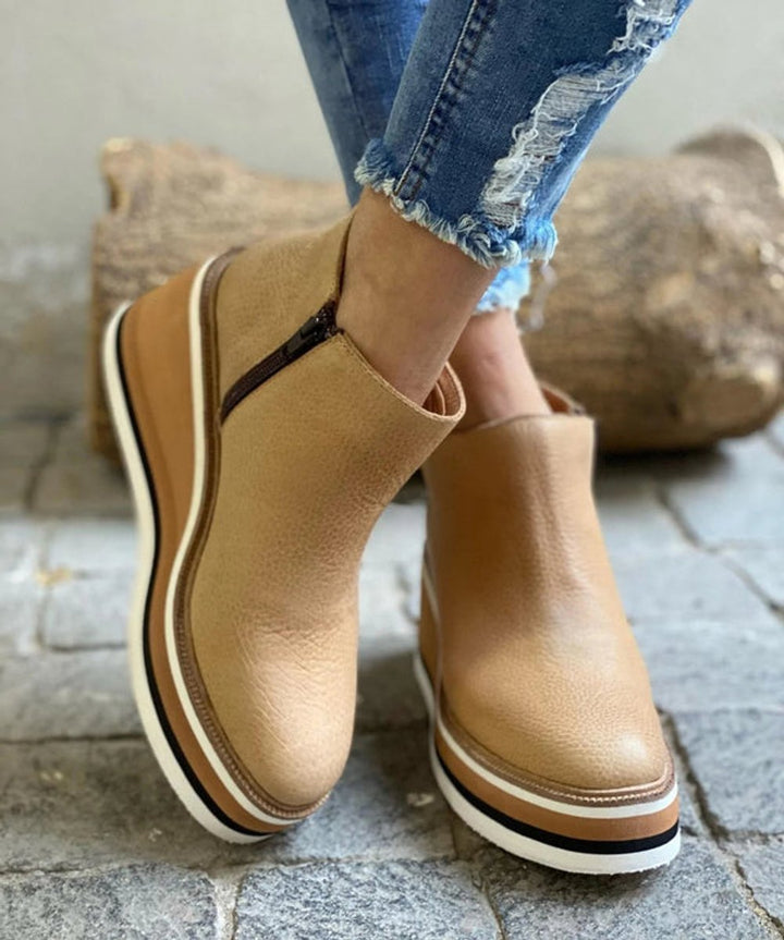 Zara | Bequeme Ankle Boots mit retro-inspiriertem Keilabsatz und Plateau