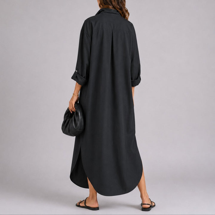 Elizabeth | Abito lungo oversize casual e comodo in lino da matrimonio autunnale