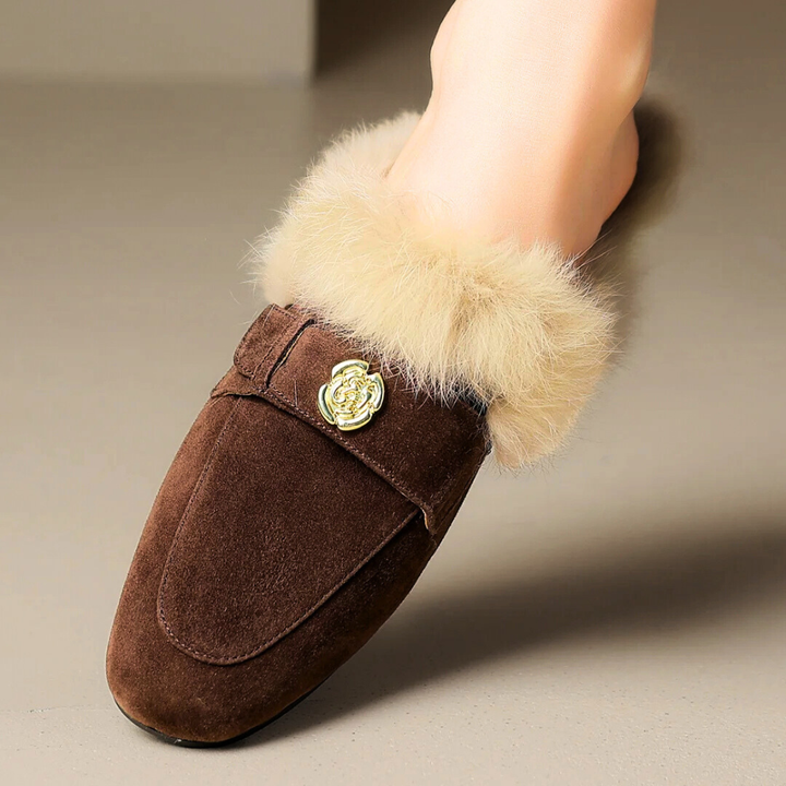 Velora | Suede Shearling Mules – Luxurious Comfort for Women