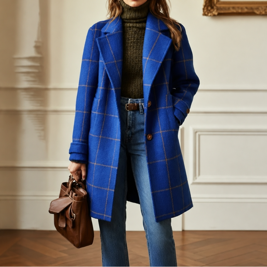 Wearbella | Plaid Oversized Coat – Stylish Checkered Design for Women