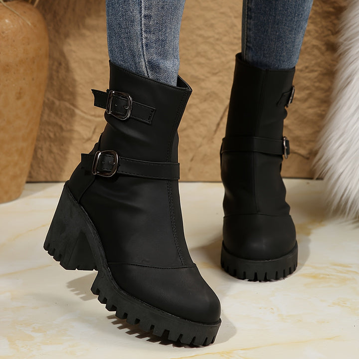 Elowen | Stylish Chunky Block Heel Ankle Boots