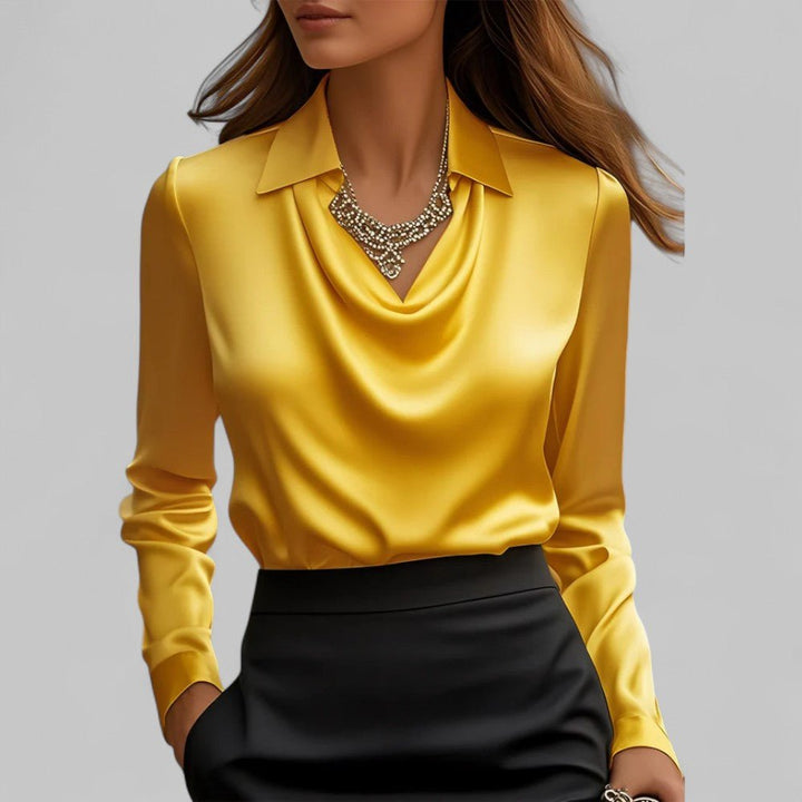 Andrea | Draped Neck Blouse for Women in Satin