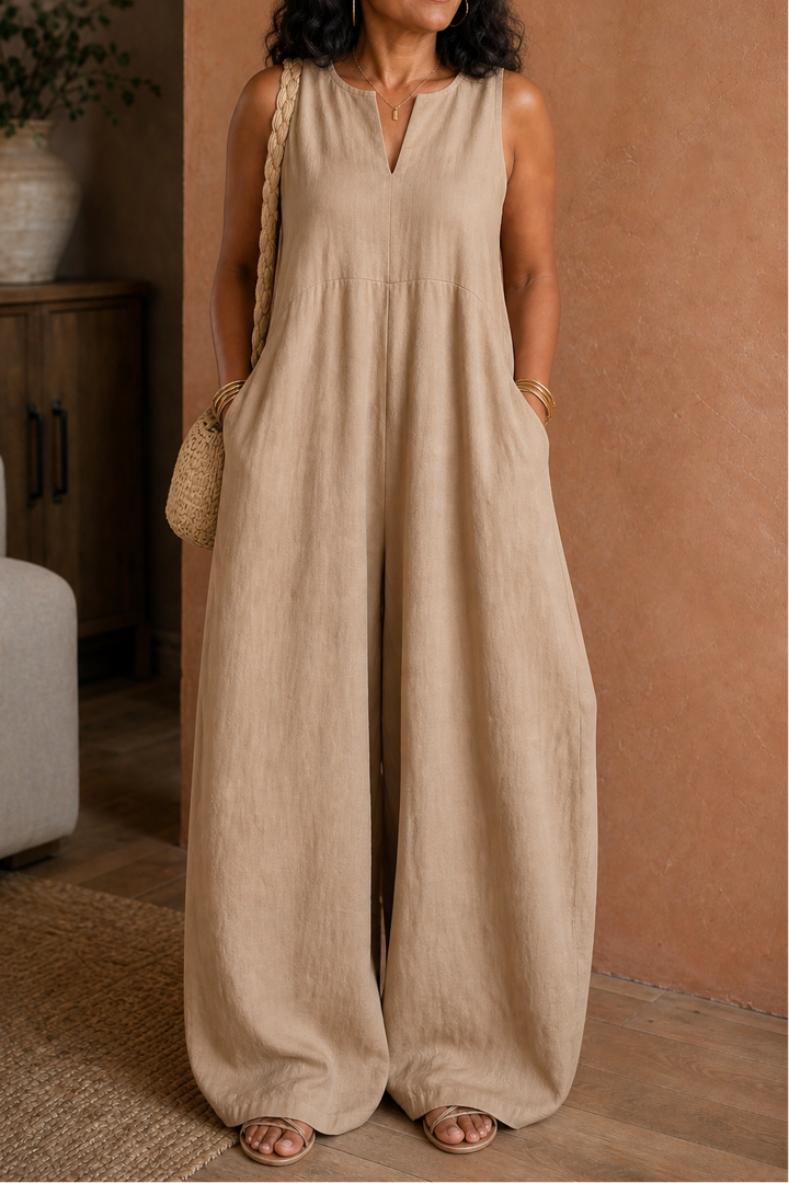 Wearby | Wide-Leg Jumpsuit – Effortless V-Neck Style for Women
